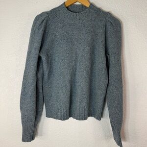 Faherty Boone Wool blend Balloon sleeve sweater Blue Women’s Medium Office